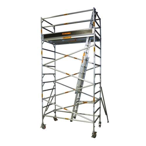 Hire 4.7 – 5M DOUBLE Aluminium Scaffold with 2 platforms and step ladder – 0066