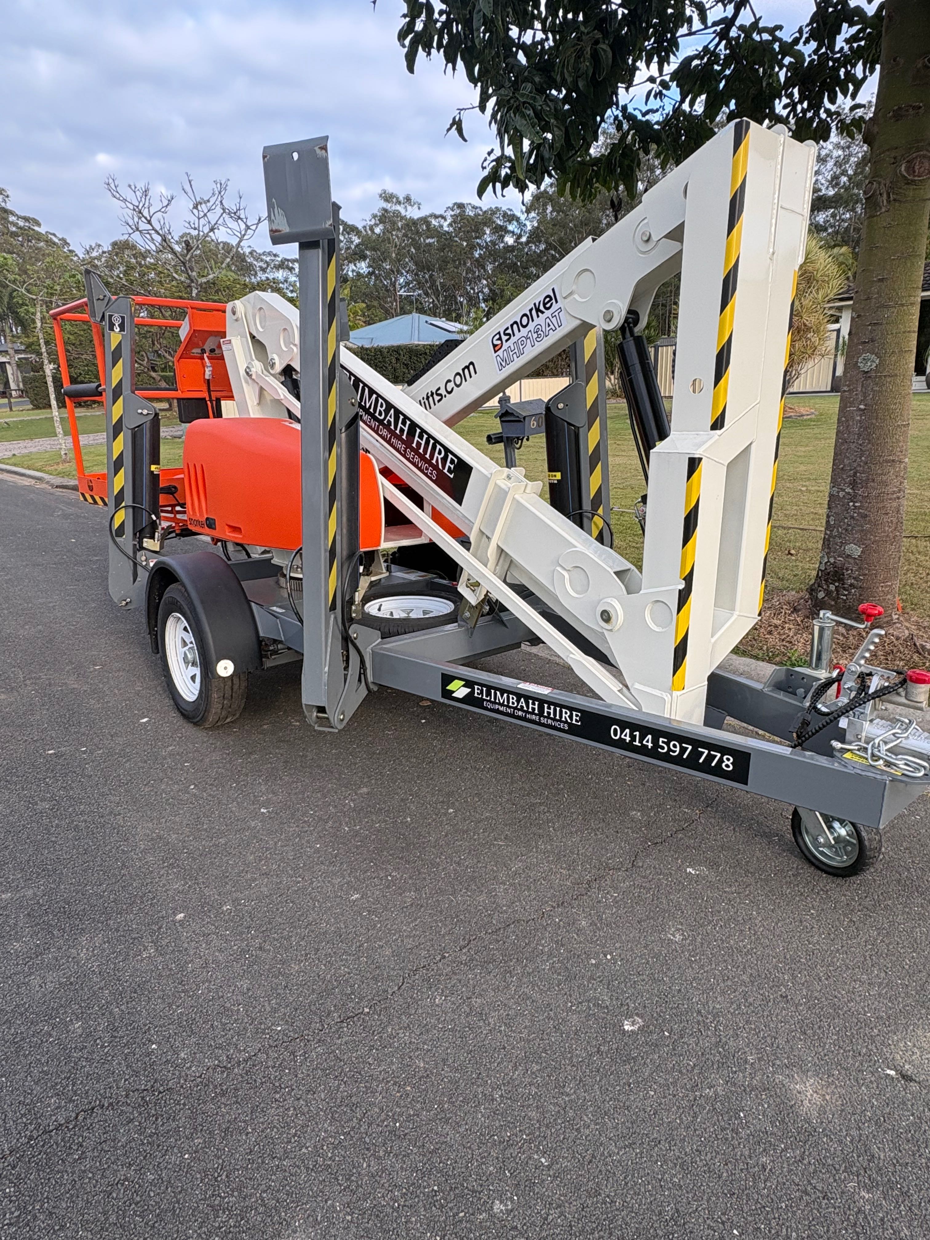 Hire 12m snorkel trailer mounted boom lift